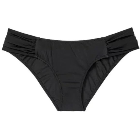 Victoria's Secret PINK | Knockout Ruche Black Bikini Bottoms | Size Medium - Picture 3 of 11
